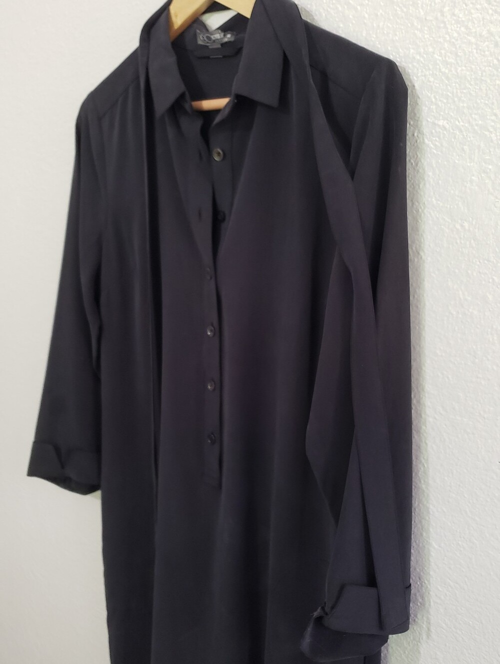 GoSilk Silk Dress Shift Dress With Waist Tie Dark Matte Navy Petite Medium - Picture 10 of 13